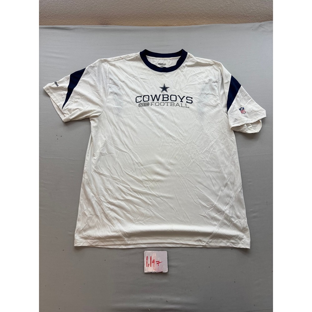 Reebok Dallas Cowboys NFL Football T-Shirt Mens XL White Navy Blue PlayDry Top